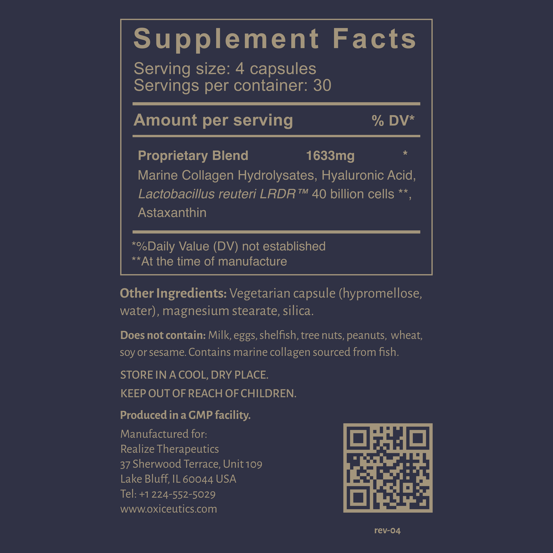 Gut To Glow L.Reuteri Supplement Facts
