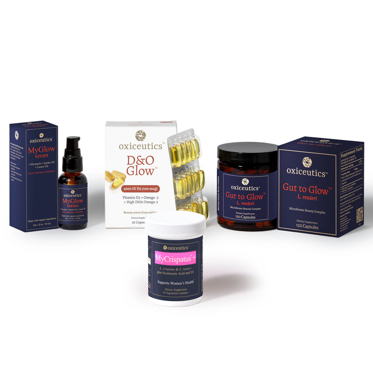 Complete Glow Set: MyGlow serum, D&O Glow, Gut to Glow and MyCrispatus+