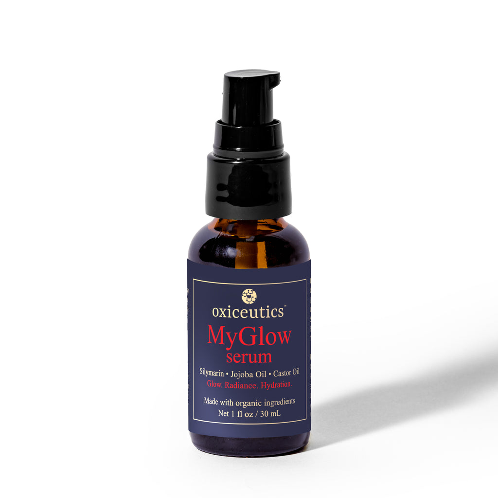 MyGlow serum amber pump bottle