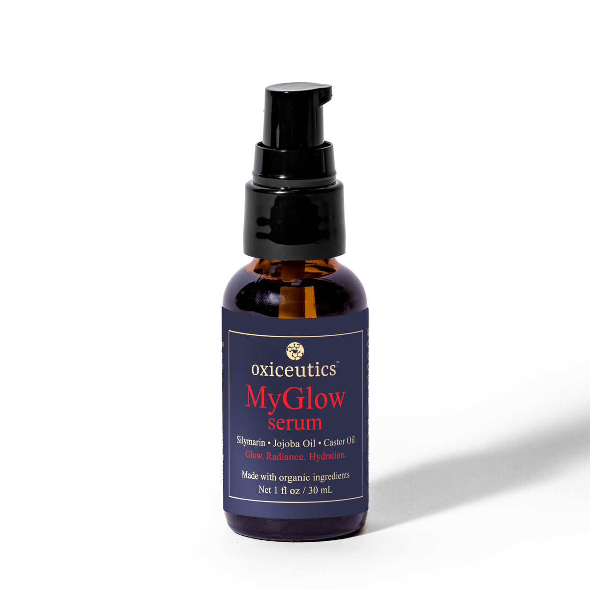 MyGlow serum amber pump bottle